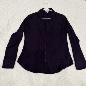 Express Portofino Dark Purple Button-Up Blouse